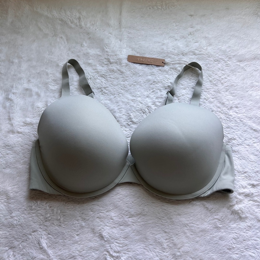 Skims Fits Everybody Push Up Demi Bra Talc Sage Grey BR-UWR-2295 Size 42DD NEW